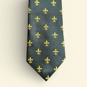 Fleur de Lis Black & Gold Skinny Tie